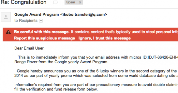 [SCAM] Re: Congratulation do Google Award Program